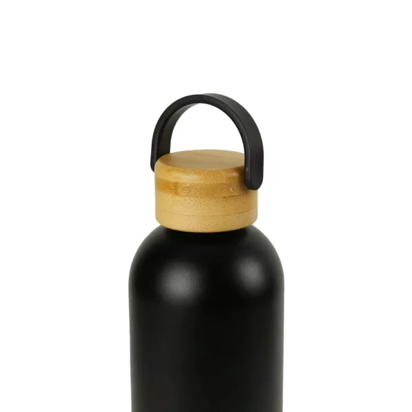Bouteilles en Acier Inoxydable à Double Parois avec Base et Couvercle en Bambou 750 ml – Image 6